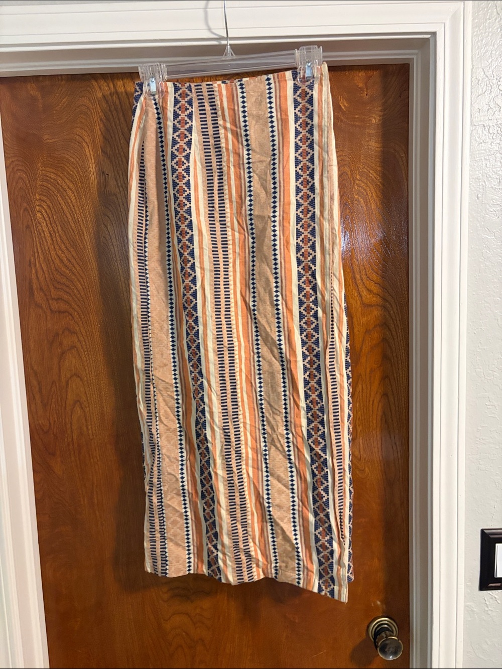 Striped Maxi Skirt in Beige, Navy and Rust